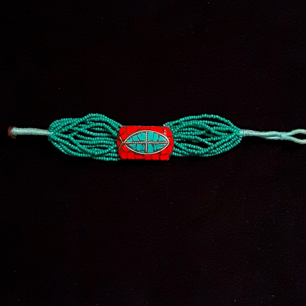 Handmade beaded turquoise bracelet